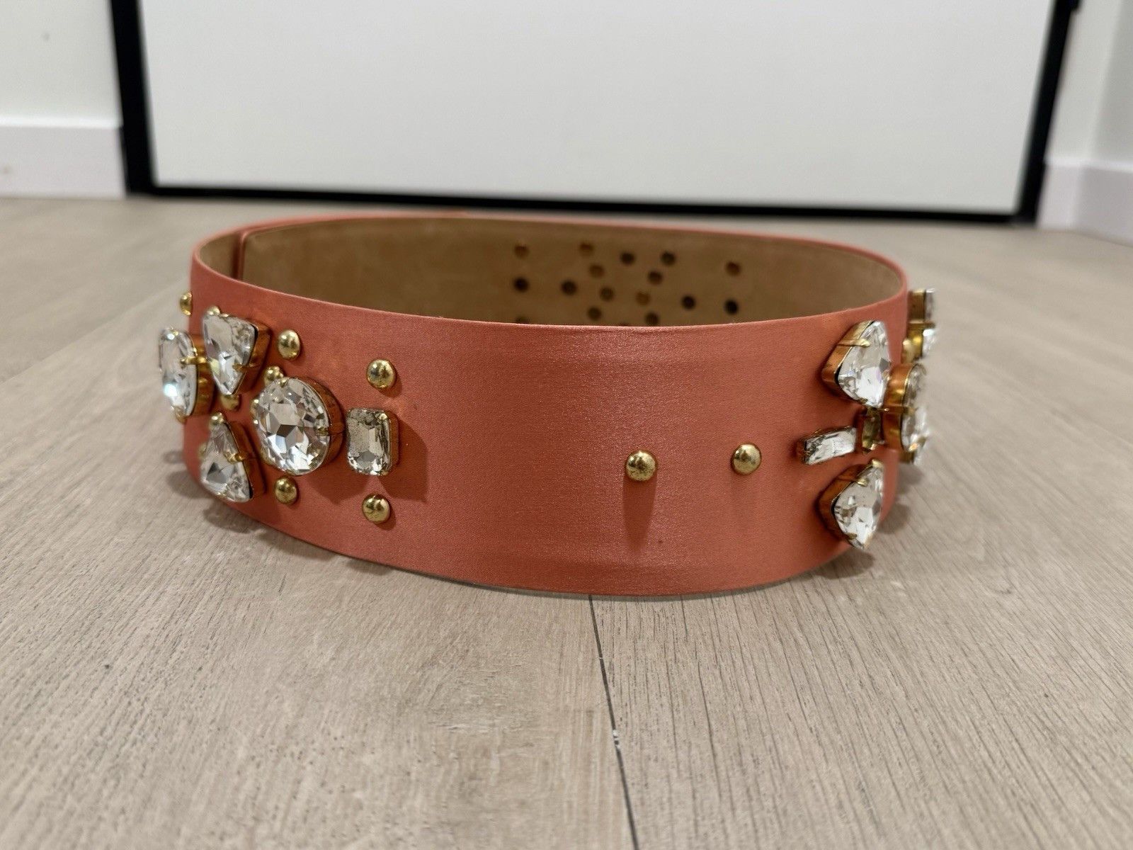 Blumarine Blumarine Womens Wide Belt Crystal Leather Silk Satin Italy Size ONE SIZE - 10 Thumbnail