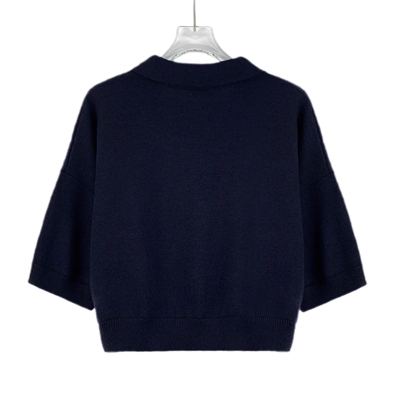 Celine Celine 25 Navy Wool Embroidered Polo S Size S / US 4 / IT 40 - 2 Thumbnail