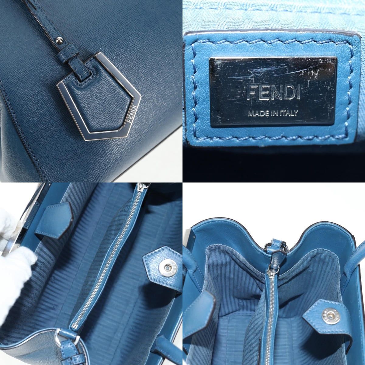Fendi FENDI Petite To Jules Hand Bag Leather Blue Silver Size ONE SIZE - 12 Thumbnail
