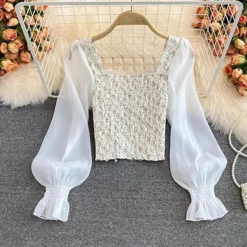 Japanese Brand YuooMuoo Ins Fashion Floral Print Mesh Patchwork Size ONE SIZE - 7 Thumbnail