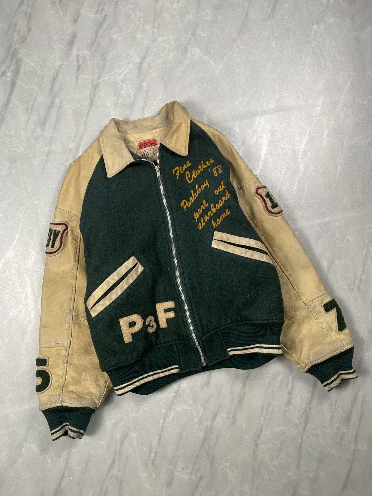 Japanese Brand Rare Vintage 80-90s Poshboy Varsity Leather Jacket Size US L / EU 52-54 / 3 - 7 Thumbnail