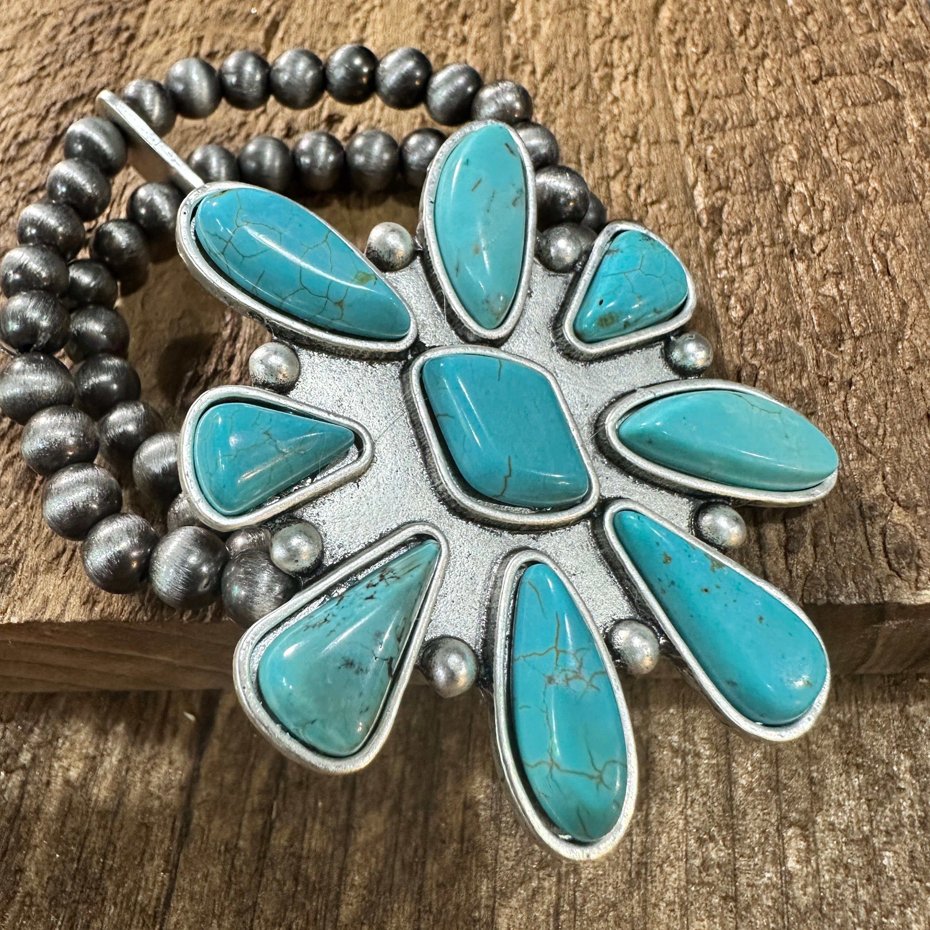 Other Handmade Navajo Turquoise Stretch Bracelet 711287 Unique Des Size ONE SIZE - 5 Thumbnail