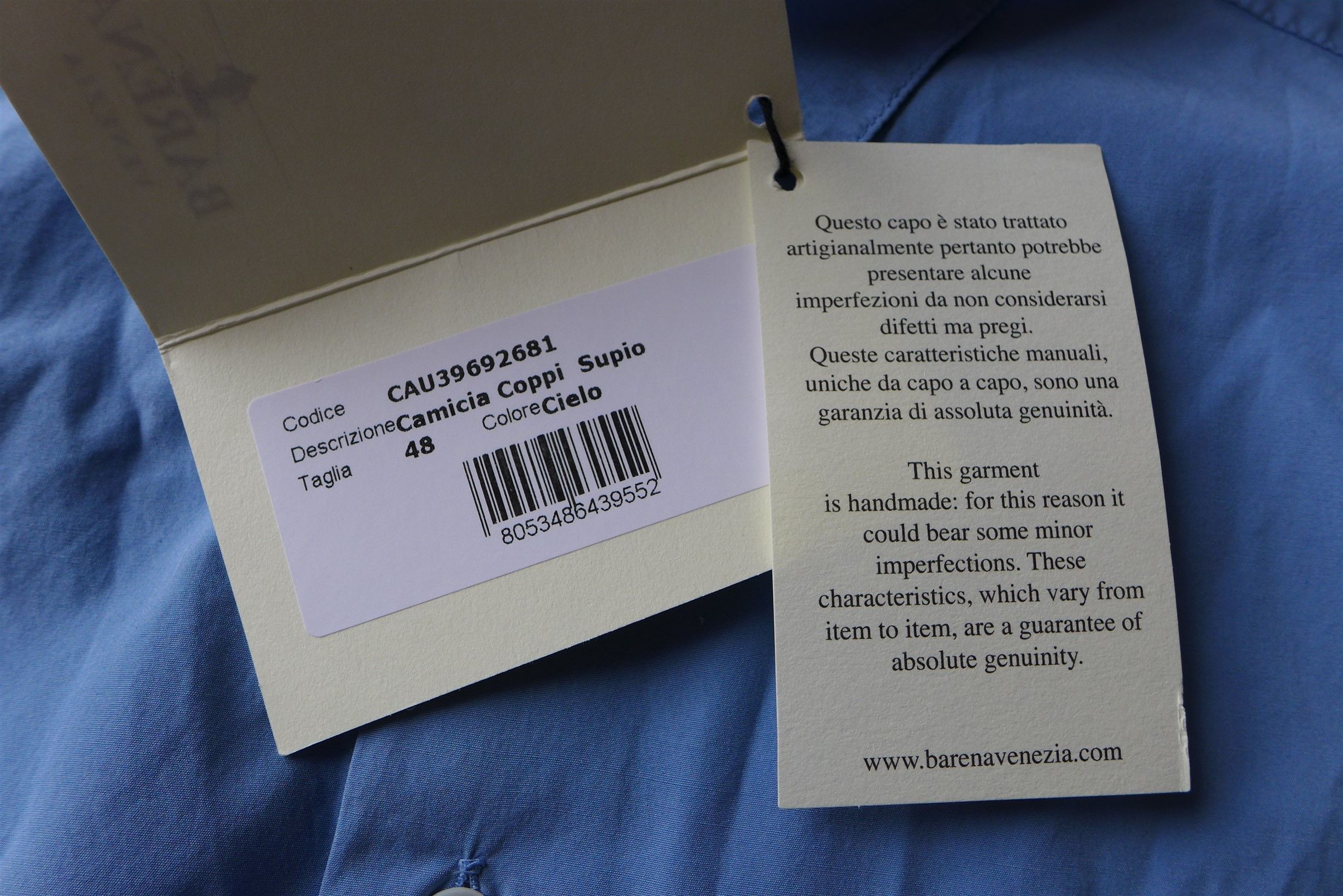 Barena Barena Coppi Supio Shirt -- Sky Blue Cotton Size US M / EU 48-50 / 2 - 15 Thumbnail