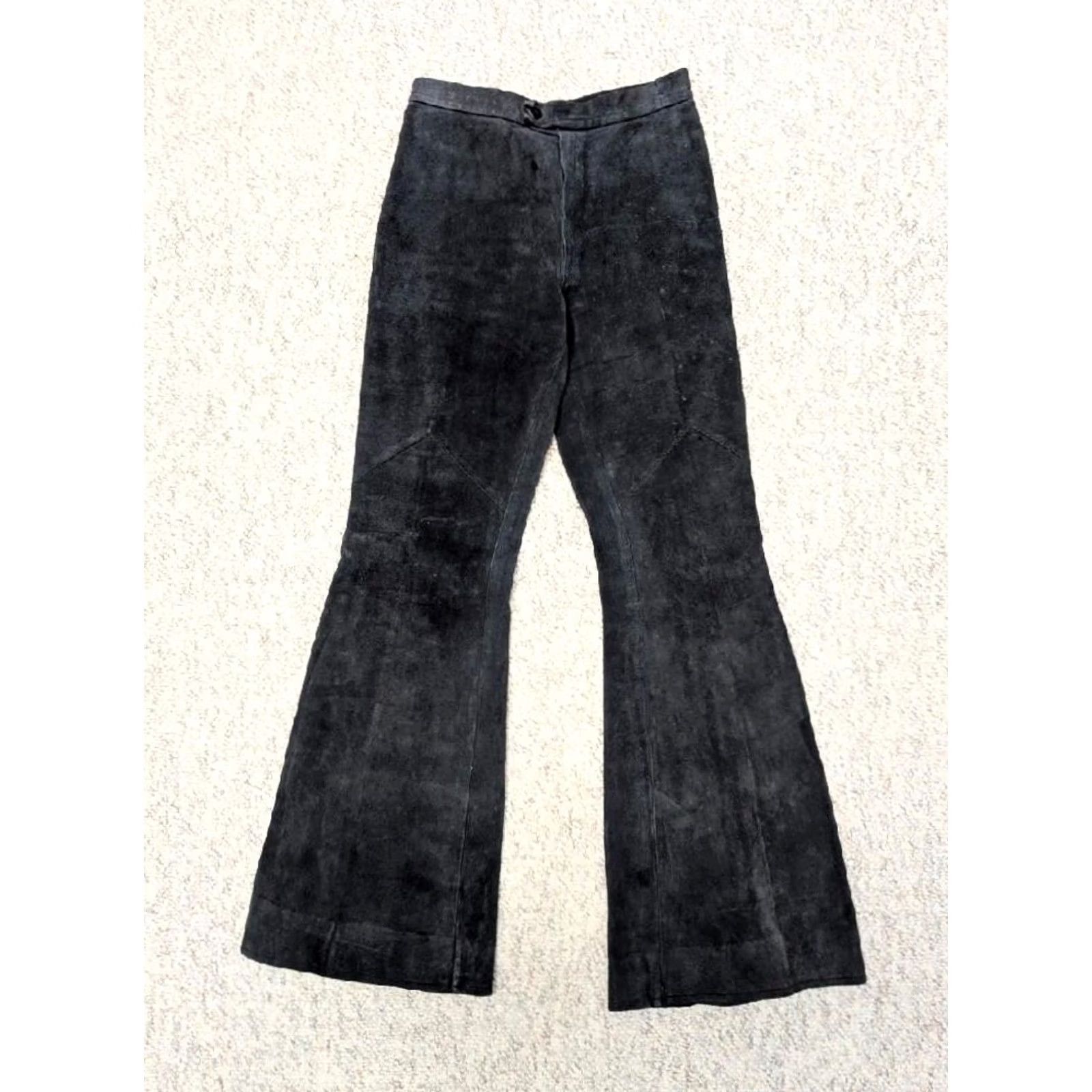 Bell VINTAGE BELL BOTTOMS leather pants 26x30 blue Women Western Cowboy rodeo suede bootcut 1970s Size 26" / US 2 / IT 38 - 8 Thumbnail