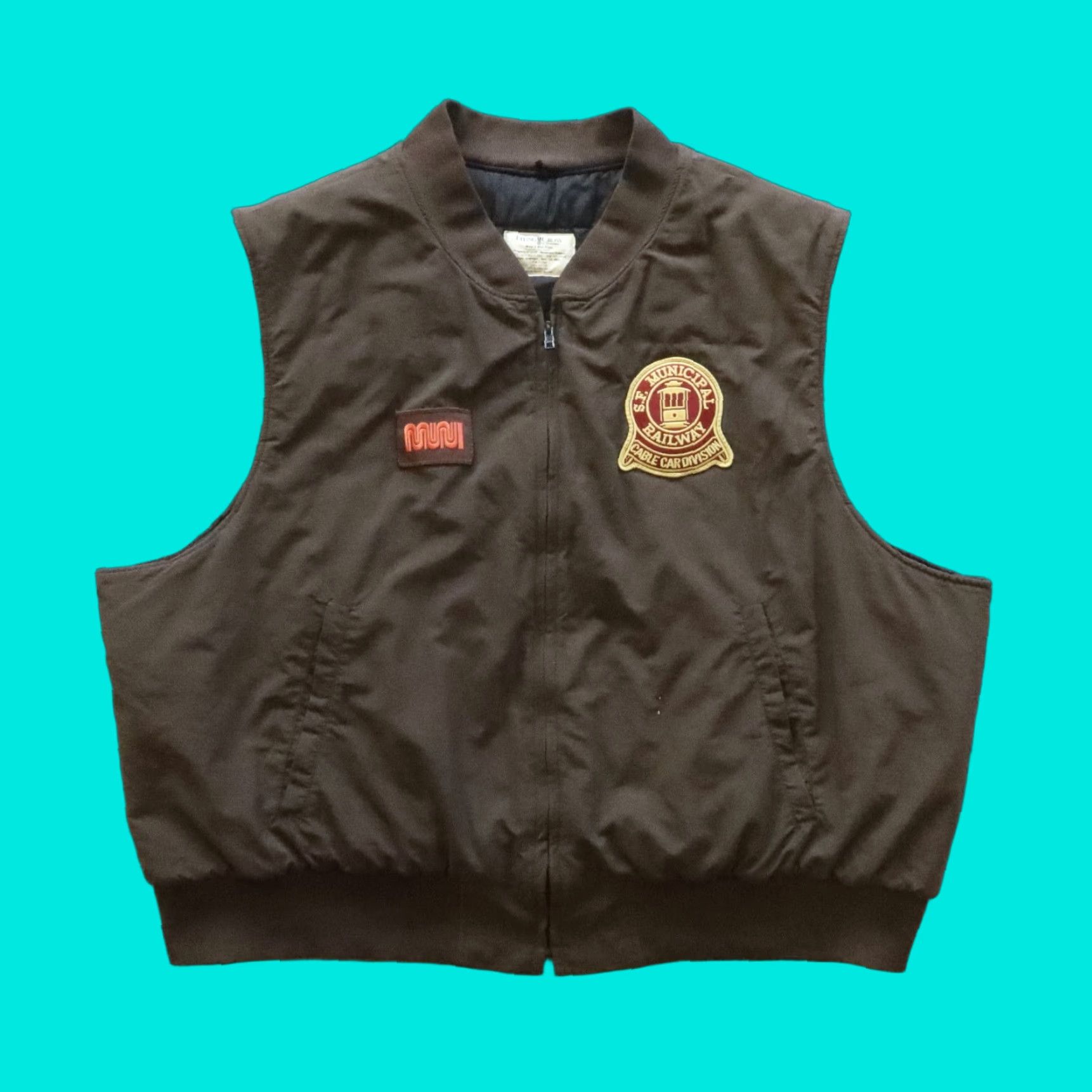 Vintage VINTAGE Flying Cross San Francisco Muni Work Vest Mens XXXL Quilted Brown Nylon Vest Size US XXL / EU 58 / 5 - 1 Thumbnail