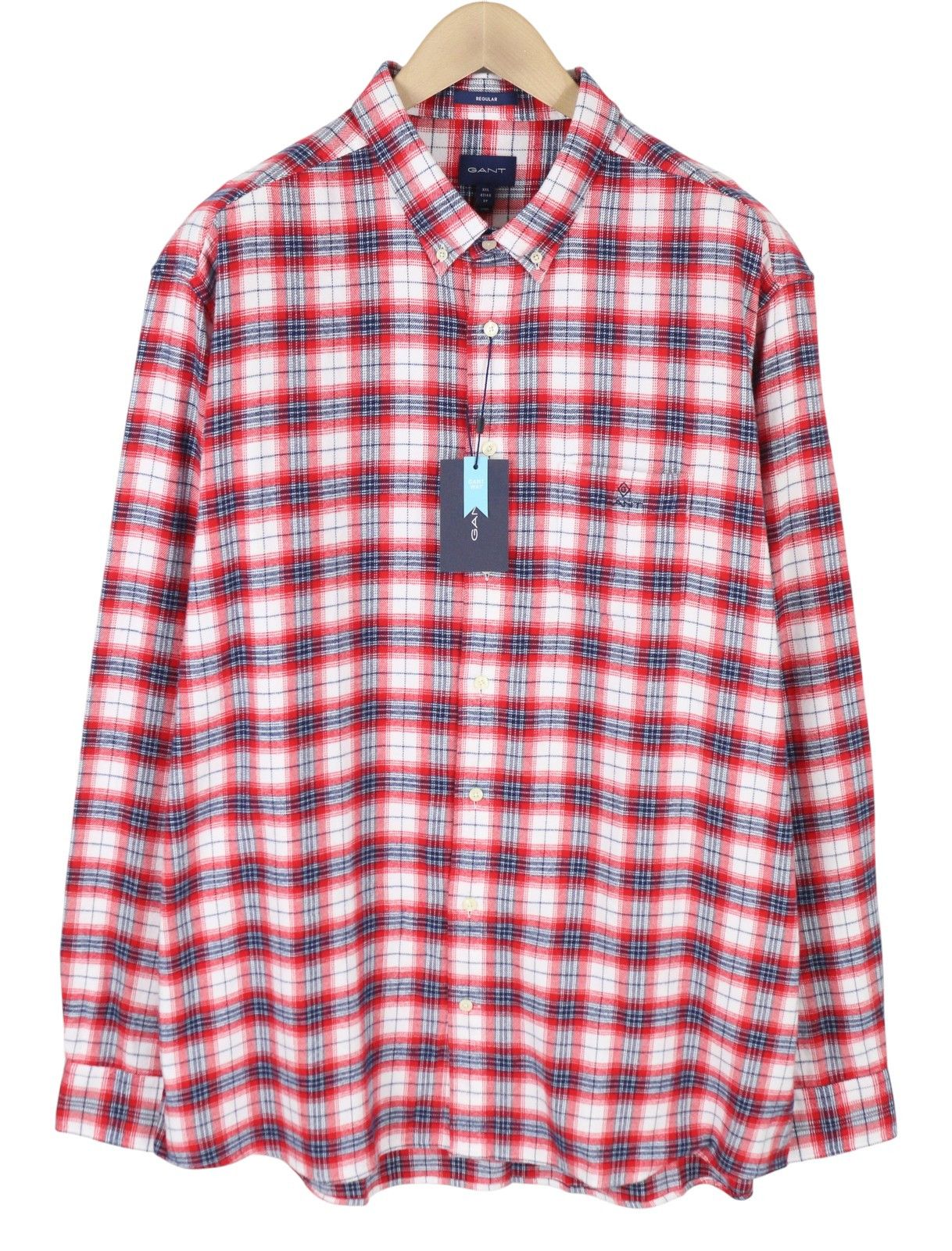 Gant FLANNEL CHECK 3XL Bright Red Button-Down Patch 87509 Size US XXL / EU 58 / 5 - 1 Thumbnail
