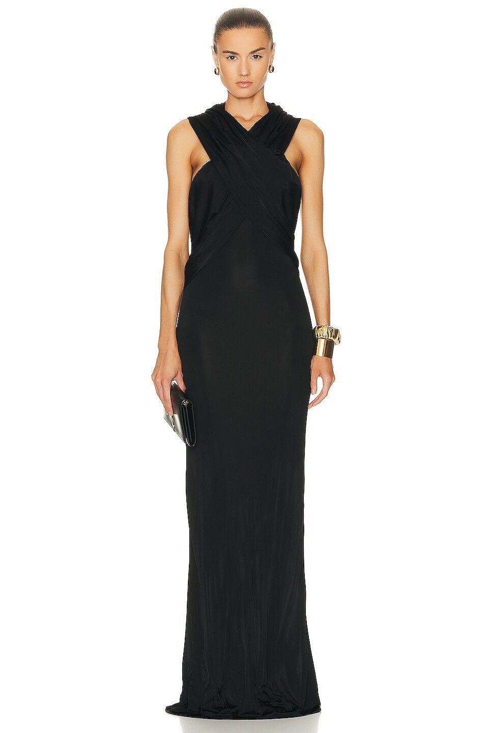 Saint Laurent Paris o1s1wg111124 Robe Jersey Shiny Dress in Noir Size M / US 6-8 / IT 42-44 - 1 Thumbnail
