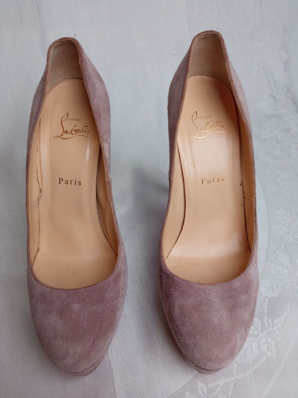 Christian Louboutin Bianca blush suede 140 heel platform pumps Size US 10 / IT 40 - 13 Thumbnail