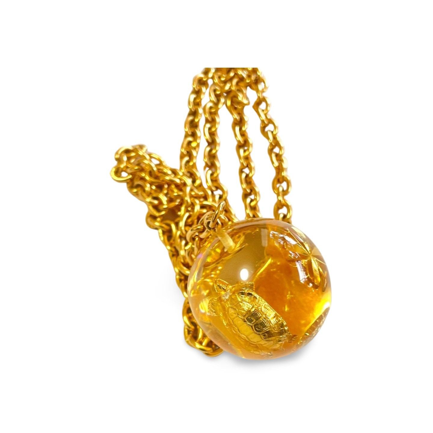 Vintage CHANEL long chain necklace with resin ball top