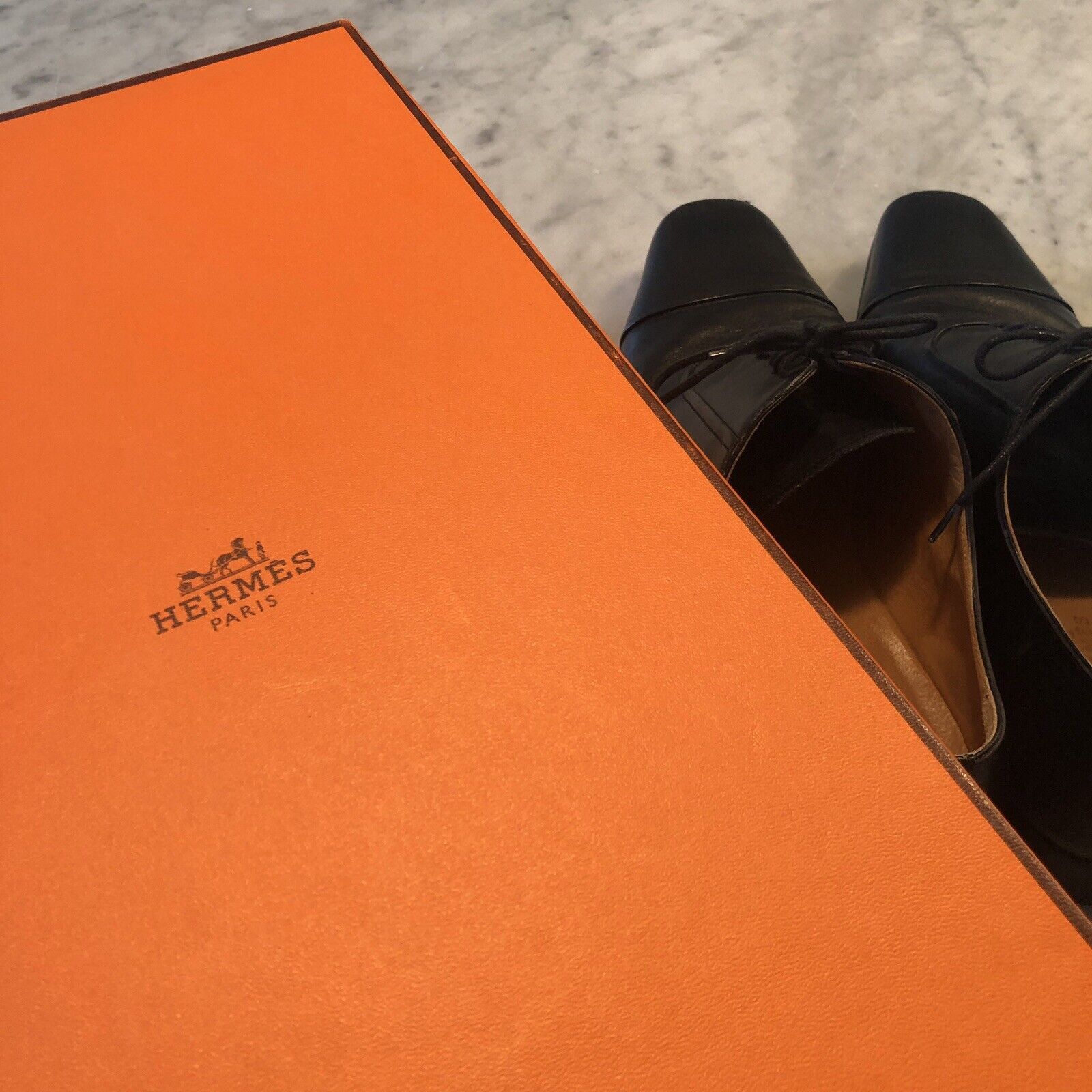 Hermes Hermes Black Leather Cap-Toe Oxfords Size 41 US 8 Size US 8 / EU 41 - 9 Thumbnail