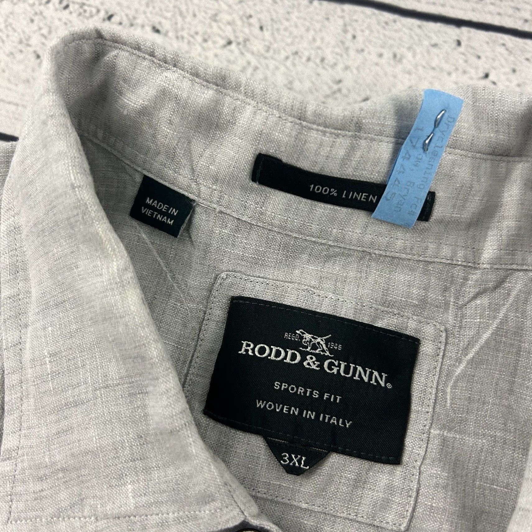 Rodd & Gunn Rodd & Gunn Sports Linen Short Sleeve Button-Up Shirt Men's 3XL Gray Size US XXL / EU 58 / 5 - 2 Thumbnail