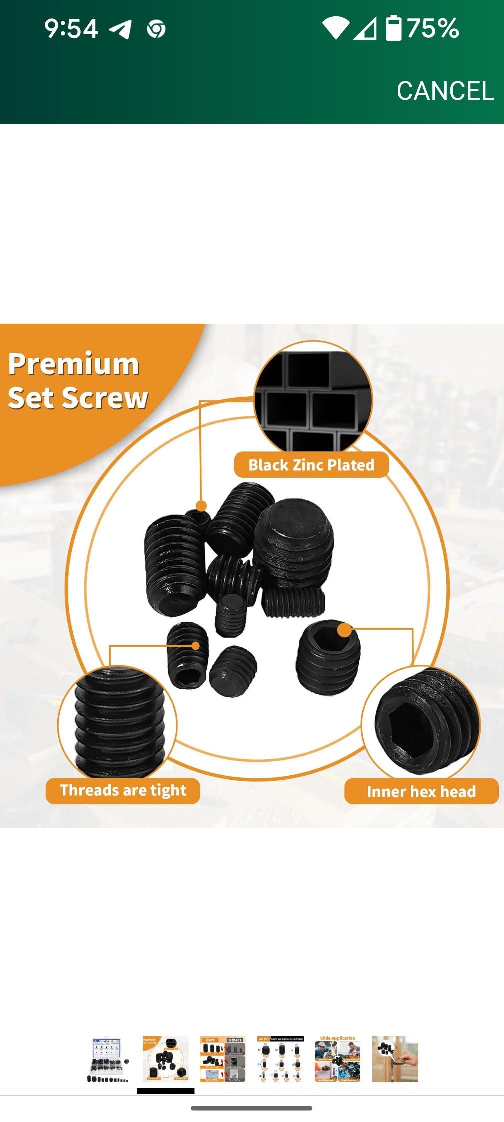 NBDN Nobrandedon Set Screw Assort 250 PcsMetric M3, M4, M5, M6, M8 - Carbon Size ONE SIZE - 5 Thumbnail