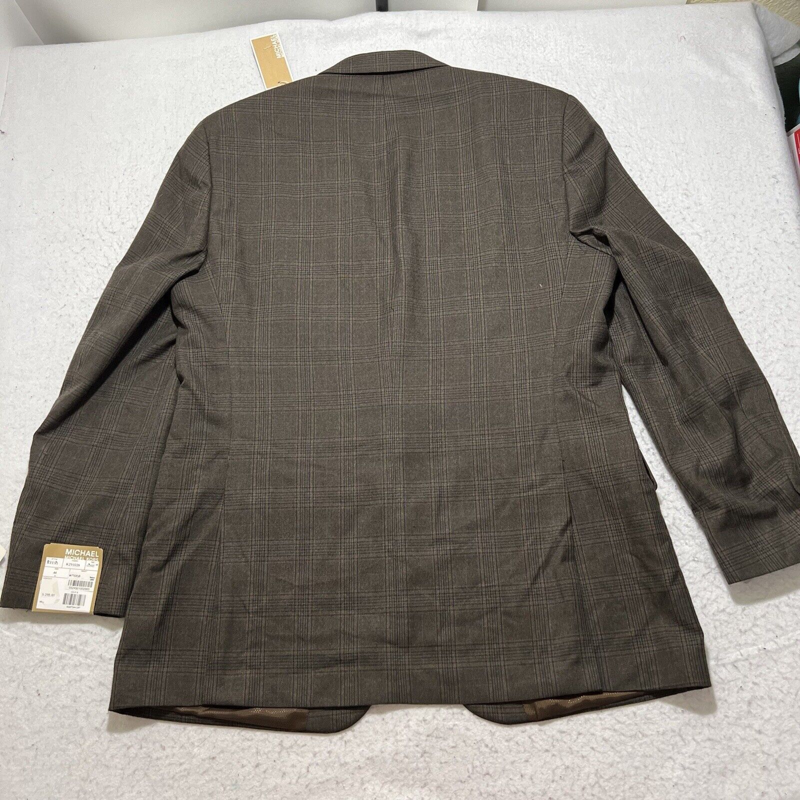 Michael Kors Michael Kors 44L Olive Green/Brown Windowpane Suit Jacket Size 44L - 12 Thumbnail