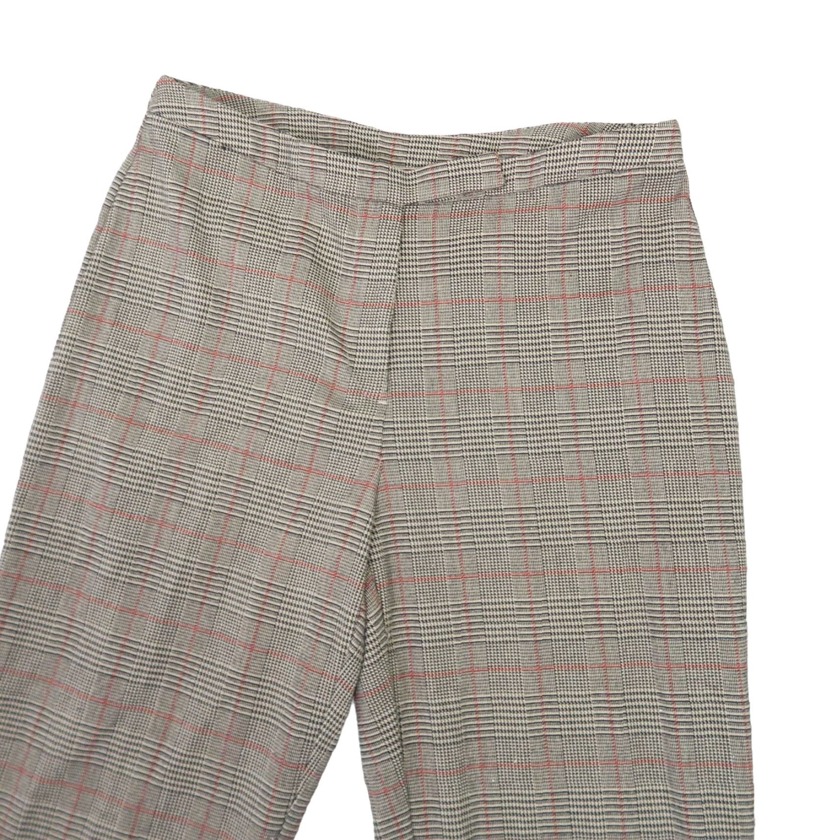 George VINTAGE 90s George Plaid Pants Women Medium Tan Black Straight Leg Trouser 10, Fall, Casual, Dress Pants, 29 Inseam, Mid Rise, Polyester, Size 10 Size 24" / US 00 / IT 34 - 2 Thumbnail