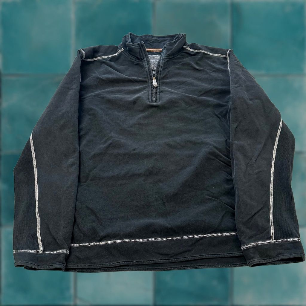 Tommy Bahama Tommy Bahama Island Modern Fit Black Mens XL 1/4 Zip Pullover Stretch Sweater Size US XL / EU 56 / 4 - 1 Thumbnail
