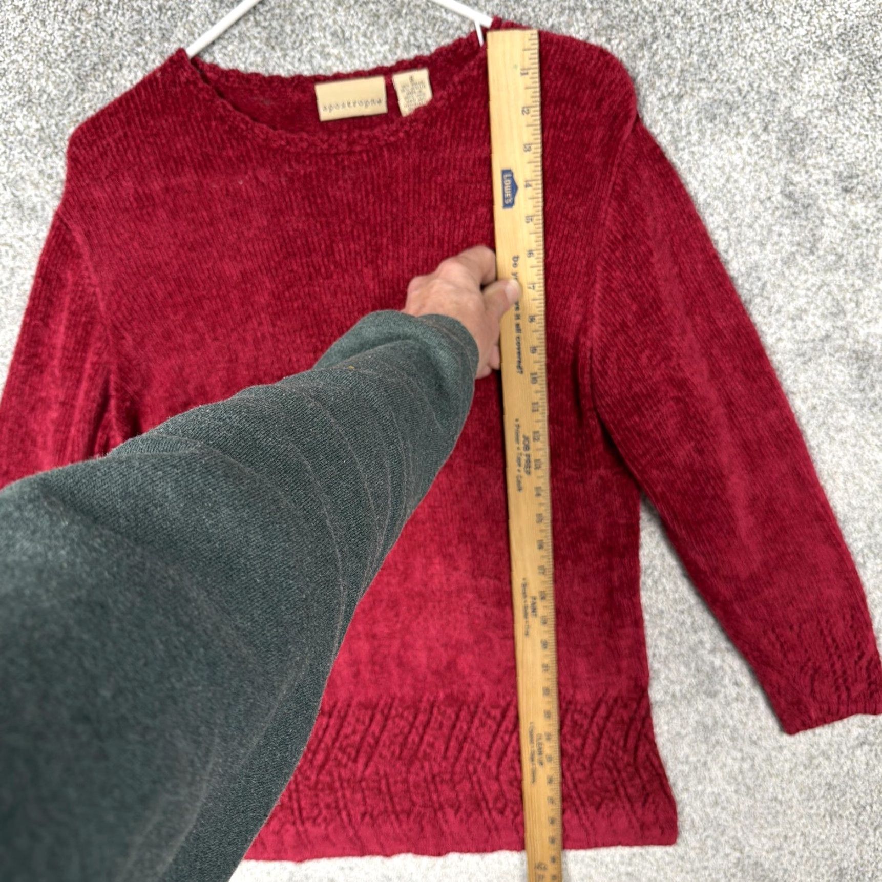 Vintage VINTAGE Apostrophe Tunic Sweater Womens S Red Textured Hem 90s Gothic Retro Knit Crew Neck Long Sleeve Fall Winter Slim Laid-Back Casual Travel Size S / US 4 / IT 40 - 2 Thumbnail