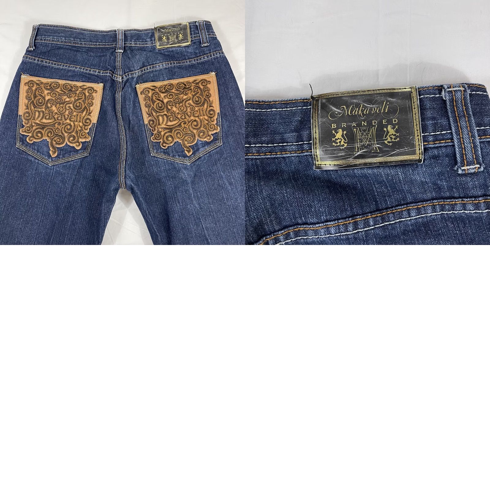 Vintage VINTAGE Makaveli Jeans Denim 90s Hip Hop Tupac Embroidered Baggy 36 Mens Jeans Blue High Rise 5-Pocket Straight Relaxed 82% Cotton 18% Polyester Size US 36 / EU 52 - 9 Thumbnail