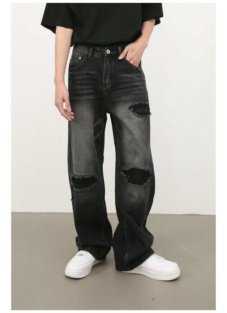 Japanese Brand × Jean American street loose straight-leg ripped washed jeans Size US 32 / EU 48 - 4 Thumbnail