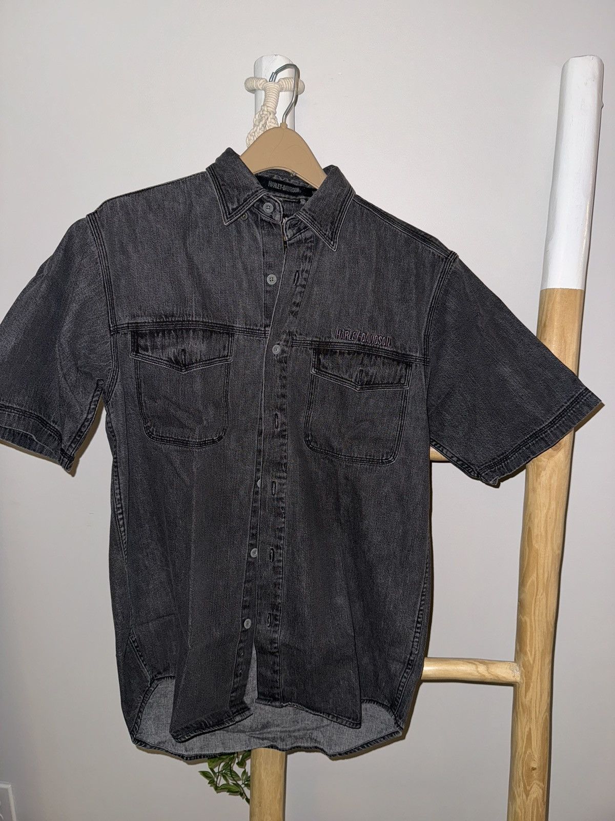Harley Davidson Harley Davidson denim short sleeve button up shirt Size US S / EU 44-46 / 1 - 1 Thumbnail