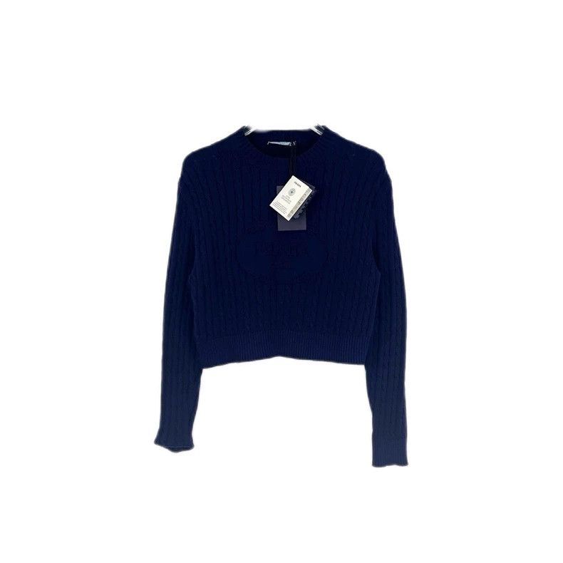 Prada Prada Size 38 Dark blue classic logo hemp pattern sweater Size US XS / EU 42 / 0 - 1 Thumbnail