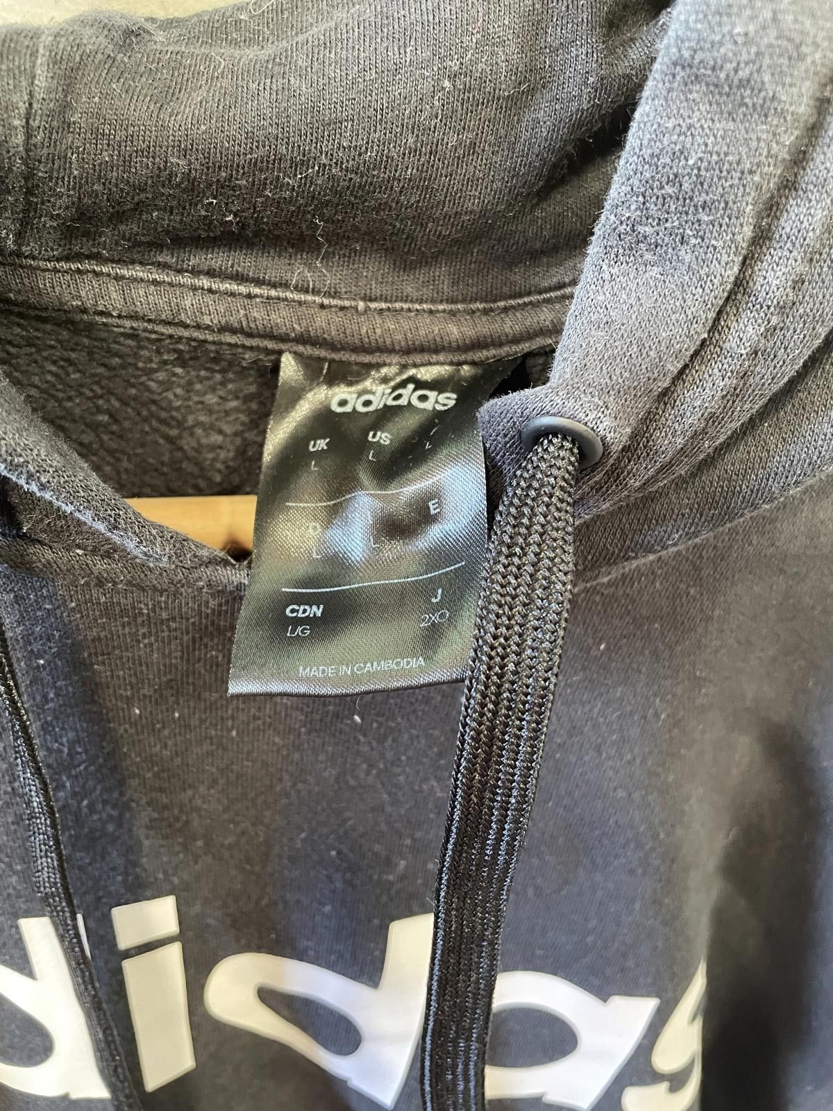 Adidas Adidas Black Hoodie with White Stripes Size US L / EU 52-54 / 3 - 4 Thumbnail