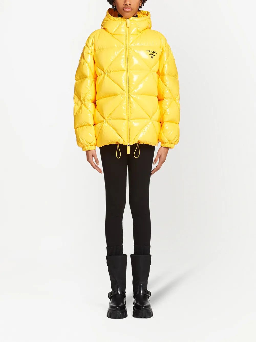 Prada 8 US Prada Yellow Triangle-Quilted Puffer Down Jacket Nylon Size M / US 6-8 / IT 42-44 - 3 Thumbnail