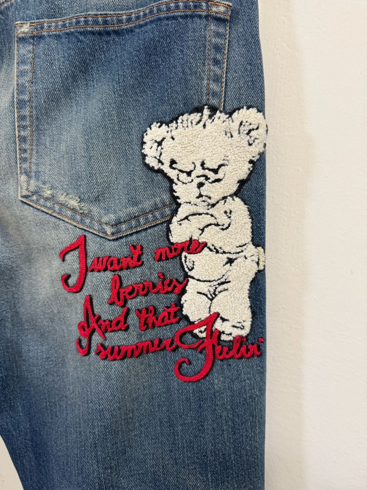 Gucci Harry Styles HA HA HA Destroyed Stonewashed Bear Denim Jeans Size US 34 / EU 50 - 3 Thumbnail