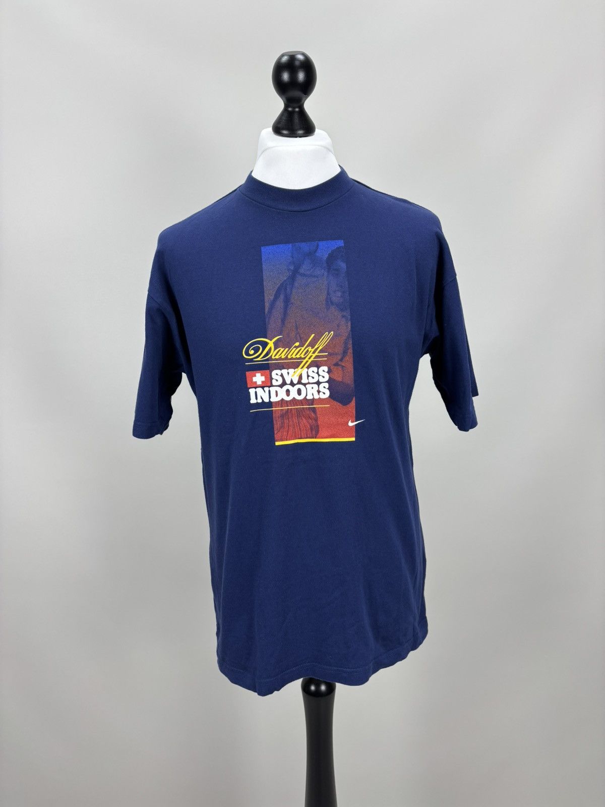 Nike Mens vintage t shirt Nike Davidoff Swiss Indoors Tennis Size US M / EU 48-50 / 2 - 1 Thumbnail