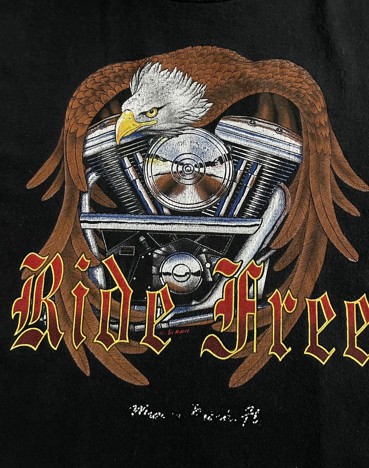 Harley Davidson × Tultex × Vintage VTG 90’s Ride Week Motorcycles T-Shirt Tultex Eagle RARE Size US M / EU 48-50 / 2 - 4 Thumbnail