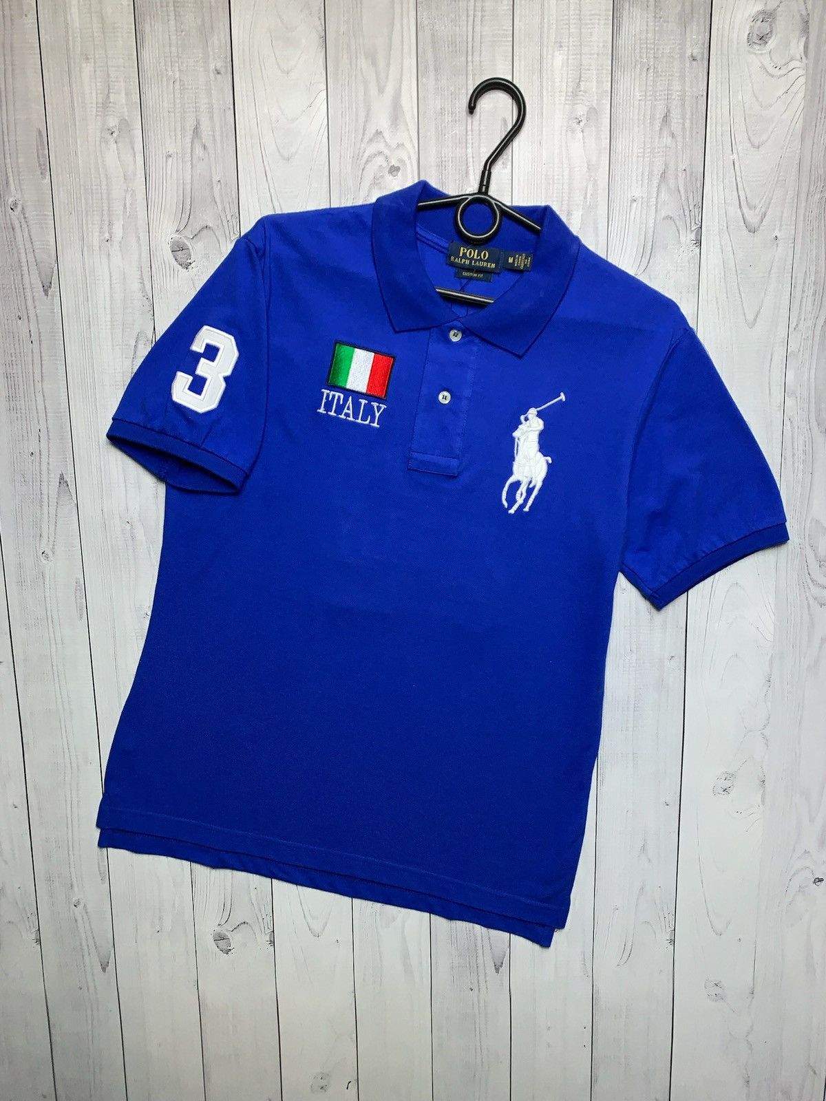 Vintage polo Ralph Lauren 3 big logo Italy USA M slim fit