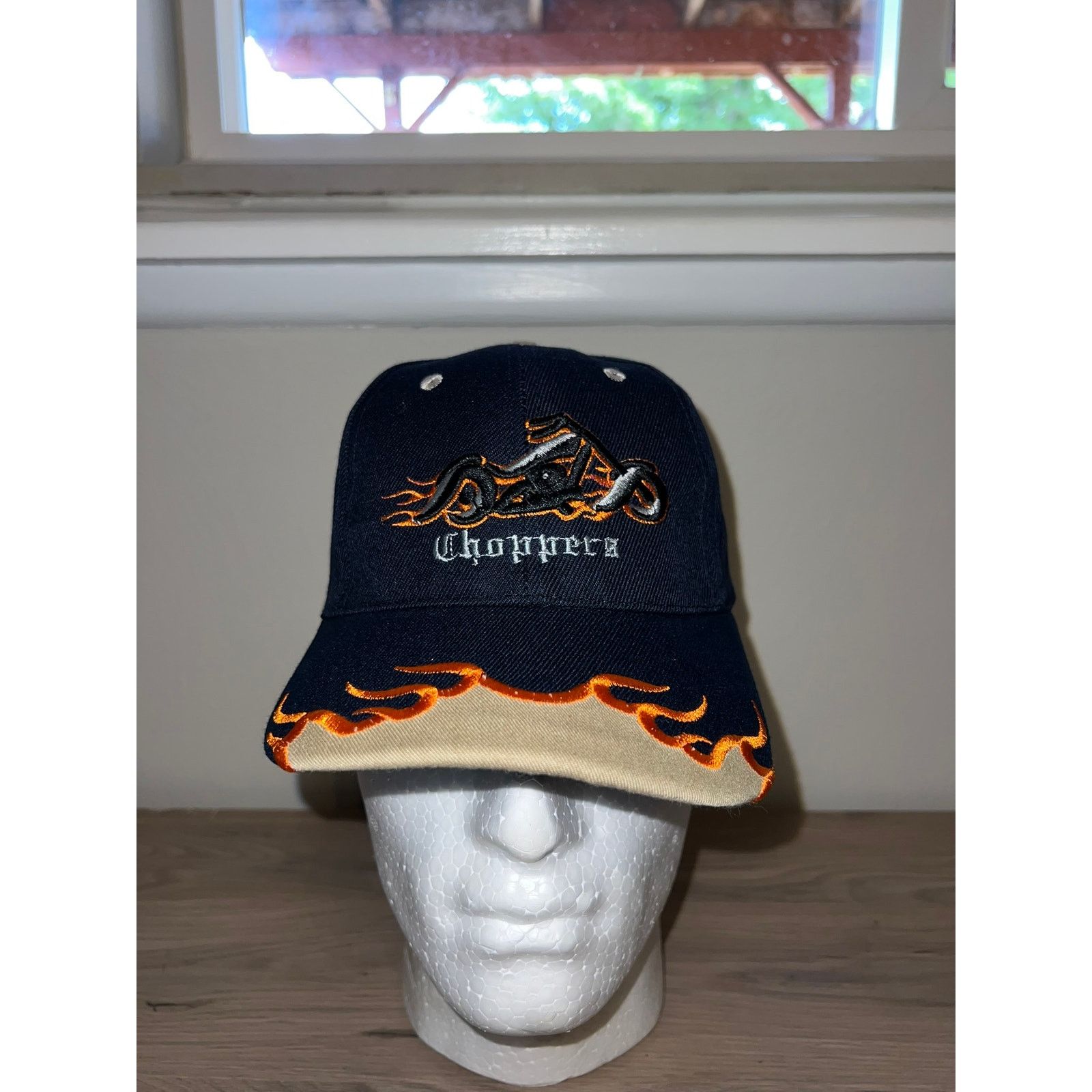 Vintage Y2K Choppers Motorcycle Flames Orange Hat Headwear 2000s OS Size ONE SIZE - 1 Thumbnail