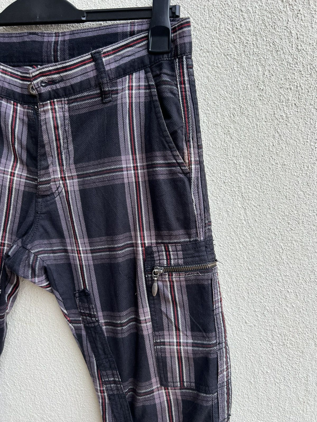 Shellac Double Edge Japan Multi Pocket Plaid Flare Cargo Trouser Size US 31 - 12 Thumbnail