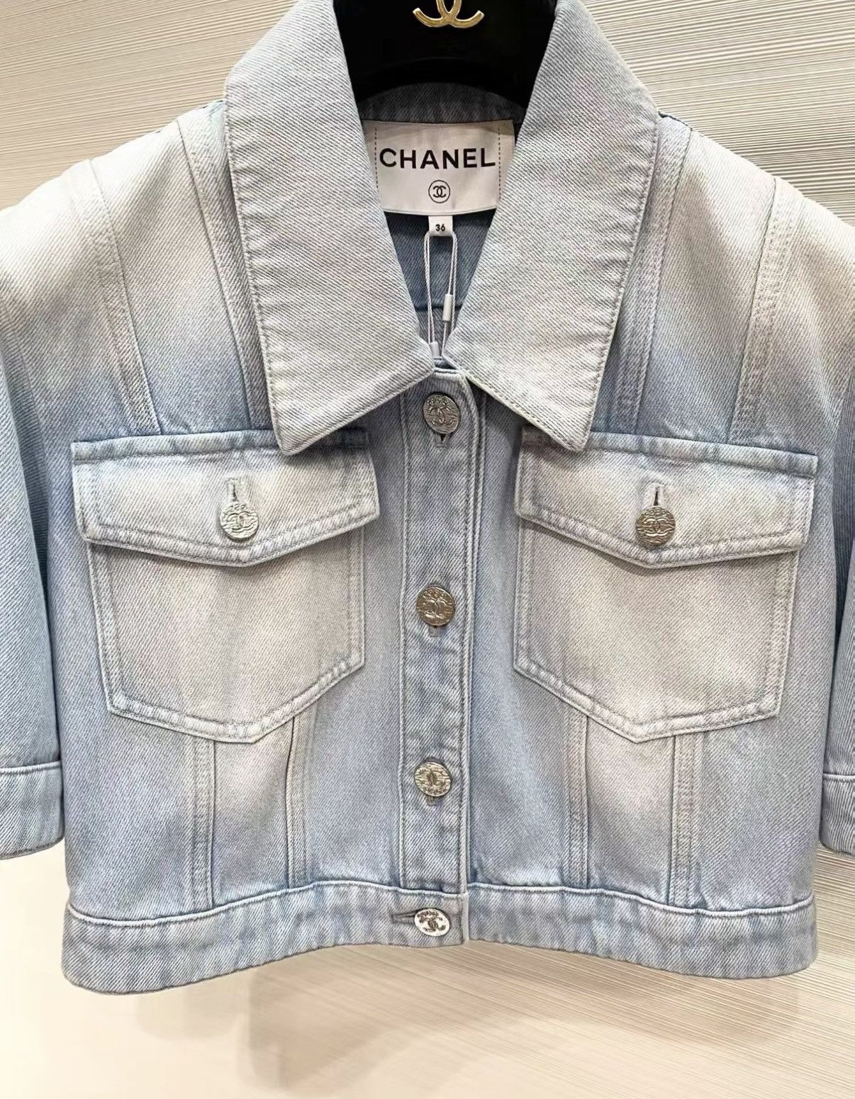 Chanel Chanel 24 Coco Beach Light Blue Short Sleeve Denim Top J33 Size XS / US 0-2 / IT 36-38 - 3 Thumbnail