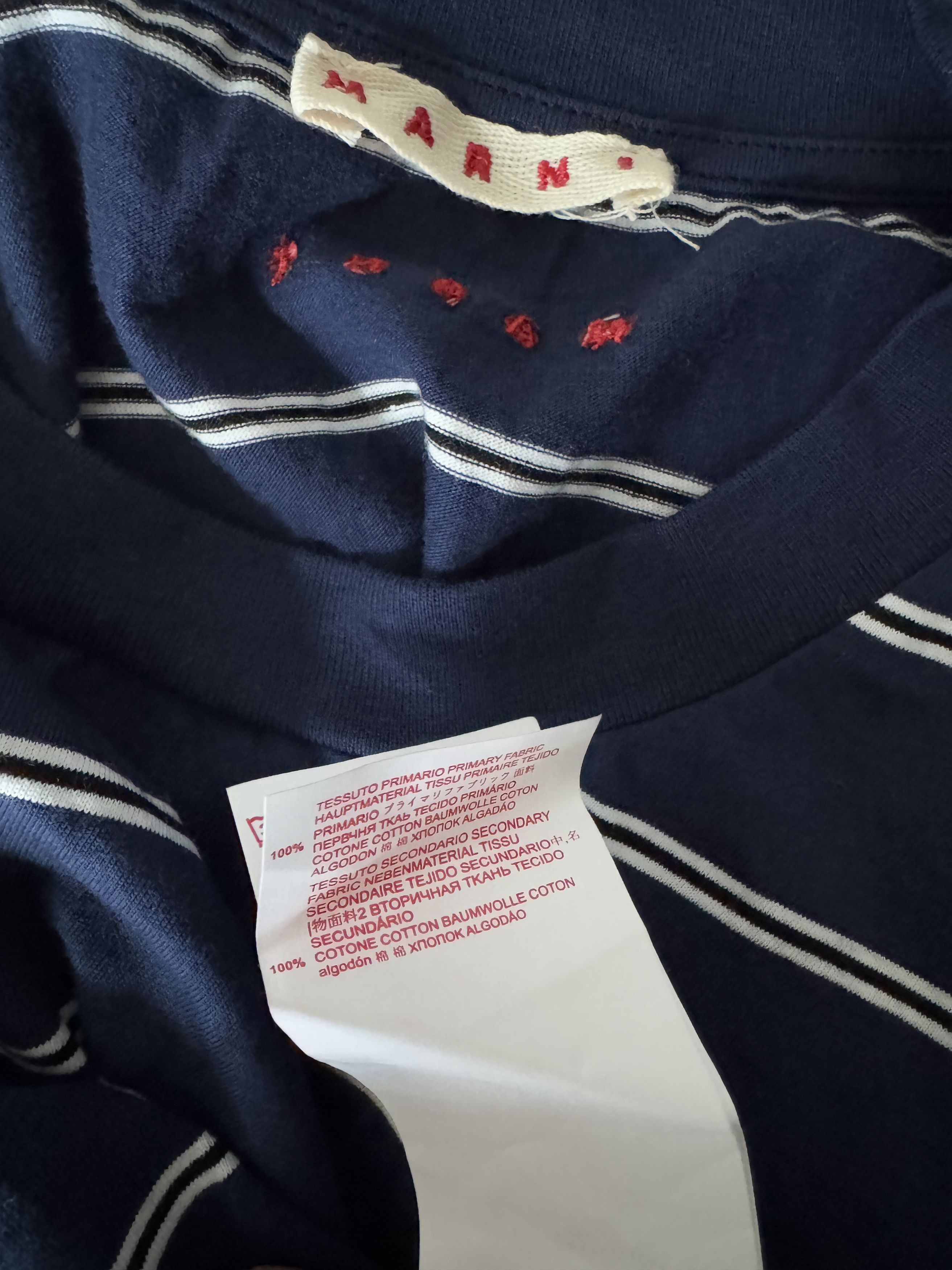 Marni MARNI Striped Cotton Jersey Blue Beige Ecru T-shirt IT 48 M Size US M / EU 48-50 / 2 - 9 Thumbnail