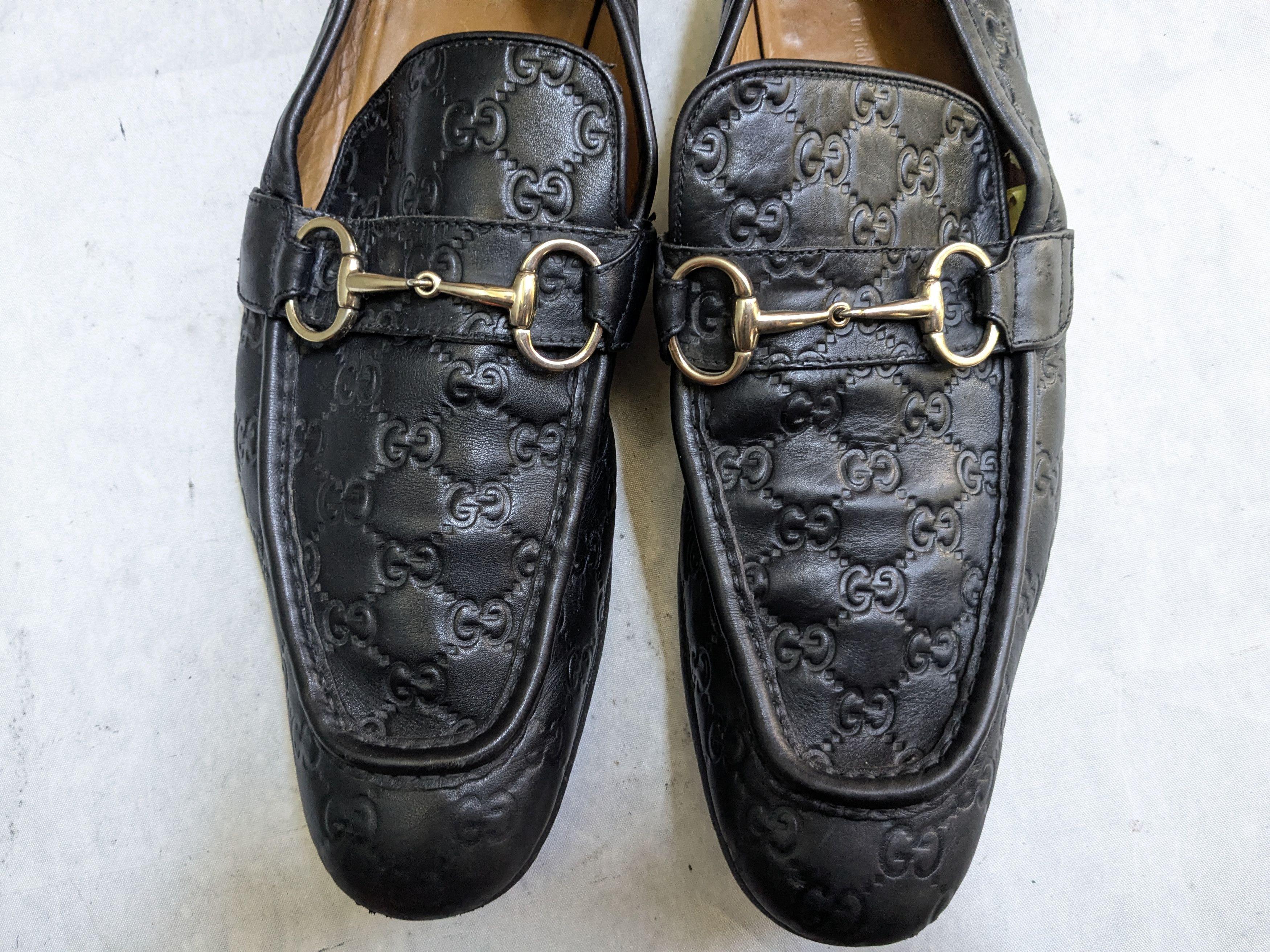 Gucci Gucci Horsebit Loafers Black 12 Leather Monogram Logo GG Size US 12 / EU 45 - 4 Thumbnail
