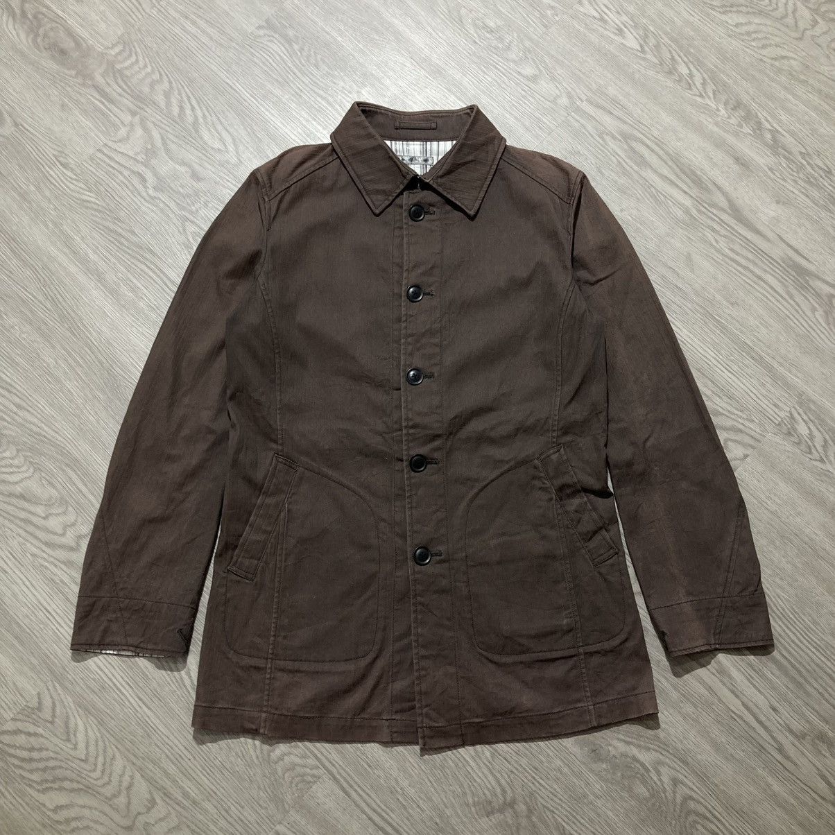 Michel Klein Vintage Michel Klein Homme Paris Coated Jacket Brown Luxury Size US L / EU 52-54 / 3 - 1 Thumbnail