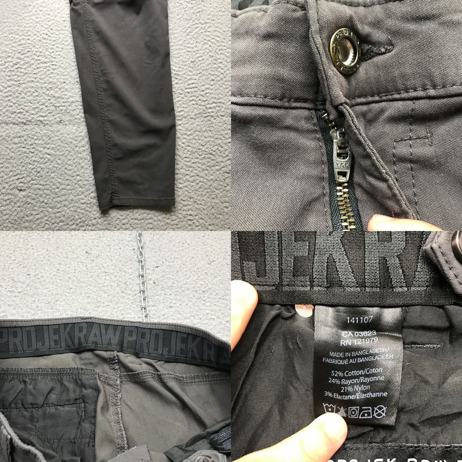 Doublet Projek Raw Chino Pants Mens 31x28 Double Knee Skinny Gray Casual Size US 31 - 8 Thumbnail