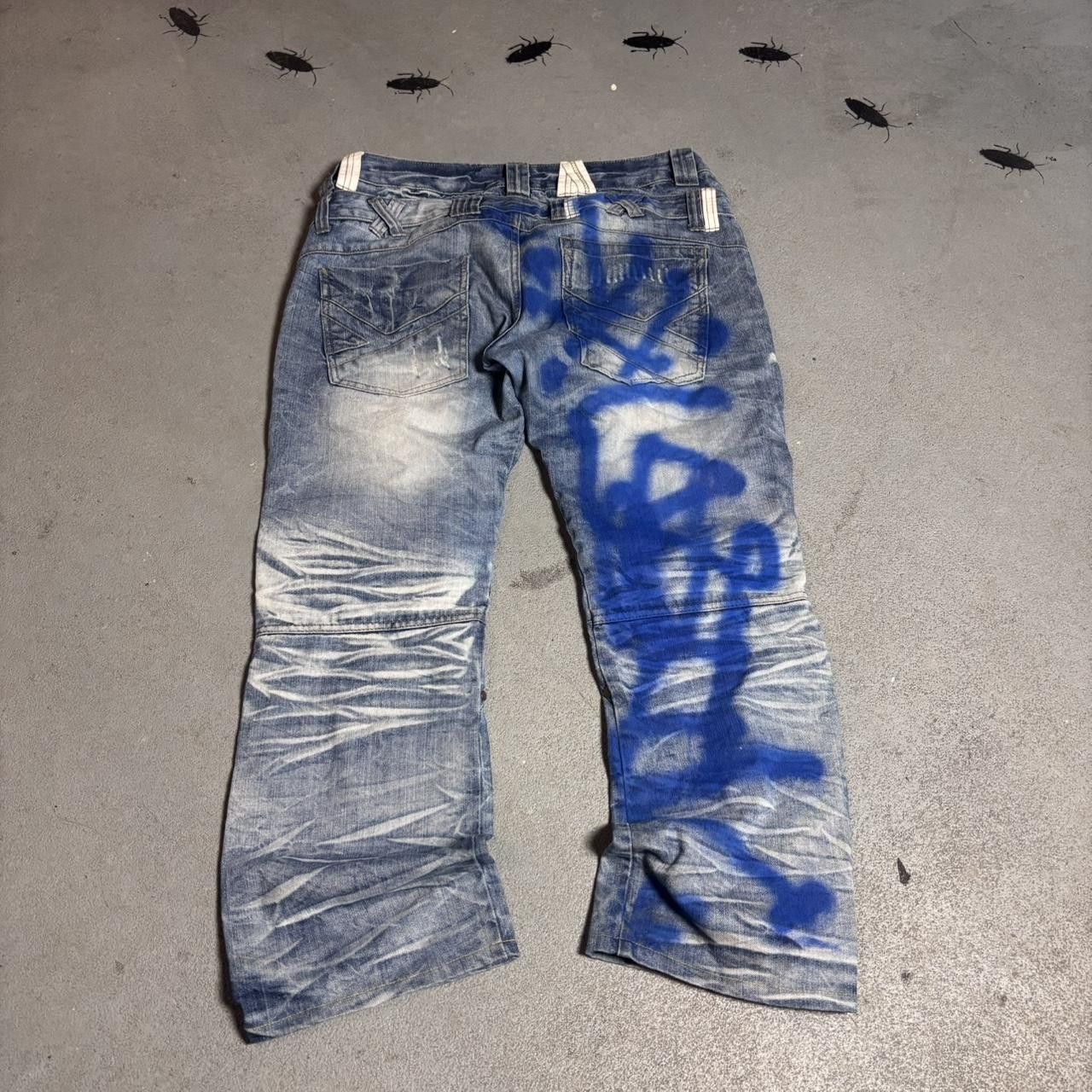 Japanese Brand × Vintage Japanese blue and navy graffiti denim jeans Size US 36 / EU 52 - 7 Thumbnail