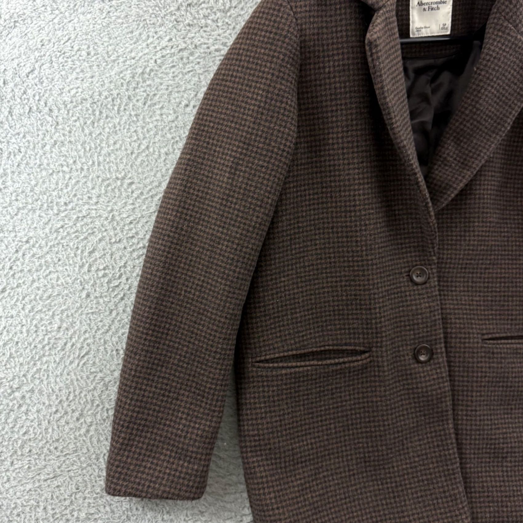 Abercrombie & Fitch VINTAGE Abercrombie & Fitch Coat Womens SP Brown Wool Houndstooth Blazer Jacket Preppy Size S / US 4 / IT 40 - 4 Thumbnail