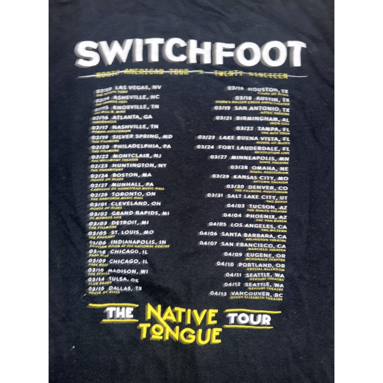 Native Switchfoot Native Tongue Tour T-Shirt Black Medium Mens Graphic Print 90s Y2K Band Tee Size US M / EU 48-50 / 2 - 3 Thumbnail