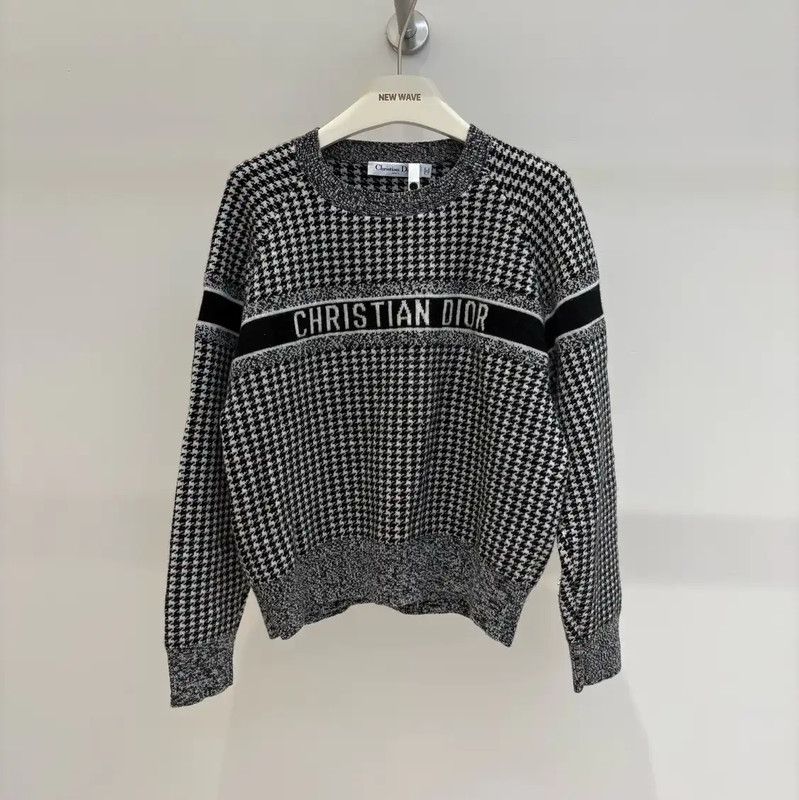 Dior Dior Black Houndstooth Knit Pullover Sweater 0089 Size M / US 6-8 / IT 42-44 - 1 Thumbnail