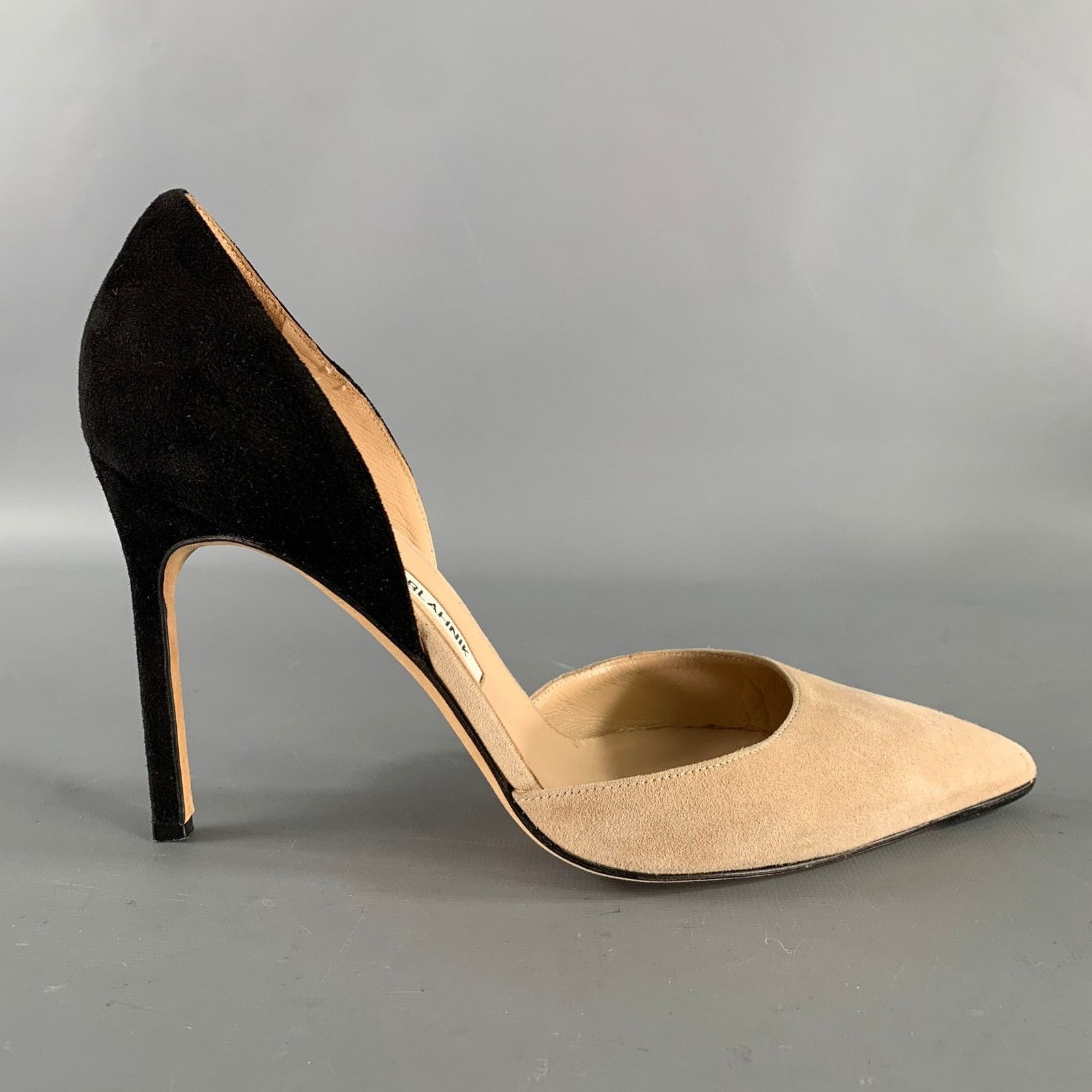 Manolo Blahnik MANOLO BLAHNIK 9.5 Tan Black Suede Pointed Toe Pumps Size US 9.5 / IT 39.5 - 2 Thumbnail