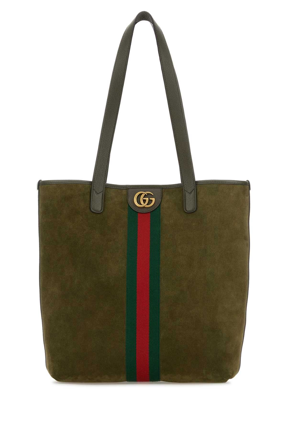 Gucci Olive Green Suede Ophidia Shopping Bag Size ONE SIZE - 1 Thumbnail
