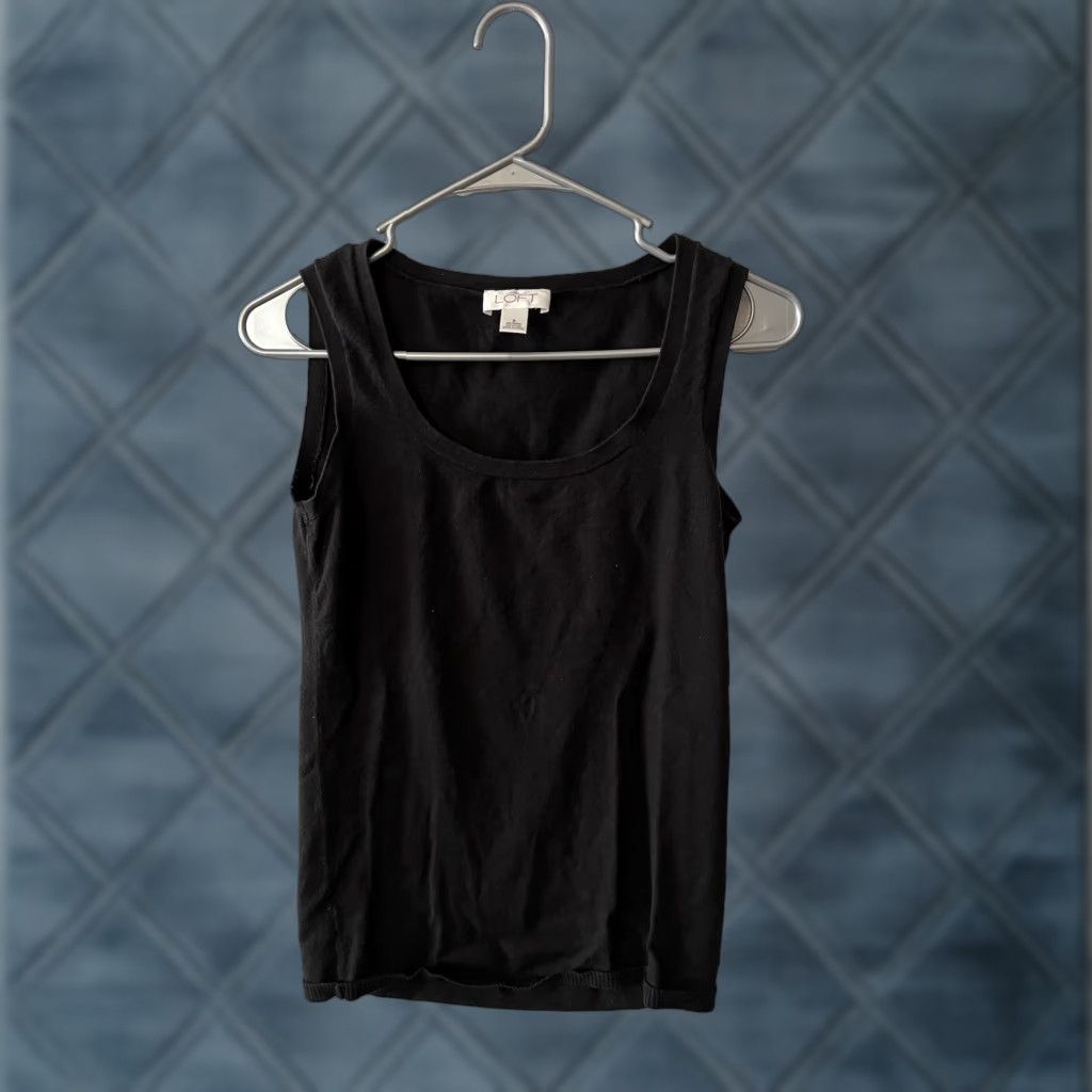 Ann Taylor VINTAGE Loft Tank Womens Size Small Rayon Blend Sleeveless Knit Blouse Top Black Size S / US 4 / IT 40 - 1 Thumbnail
