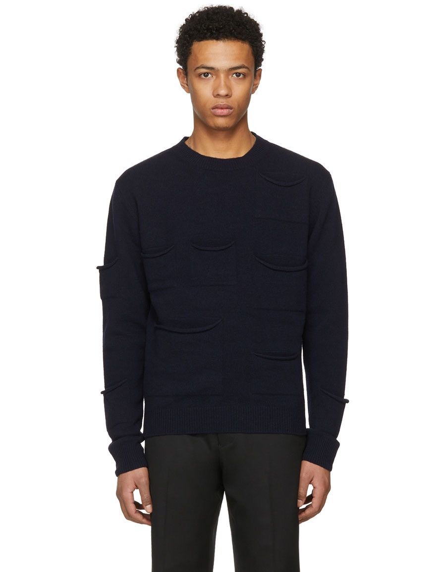 JW Anderson JW Anderson Navy Multi-Pocket Cashmere Wool Sweater Size US M / EU 48-50 / 2 - 16 Thumbnail