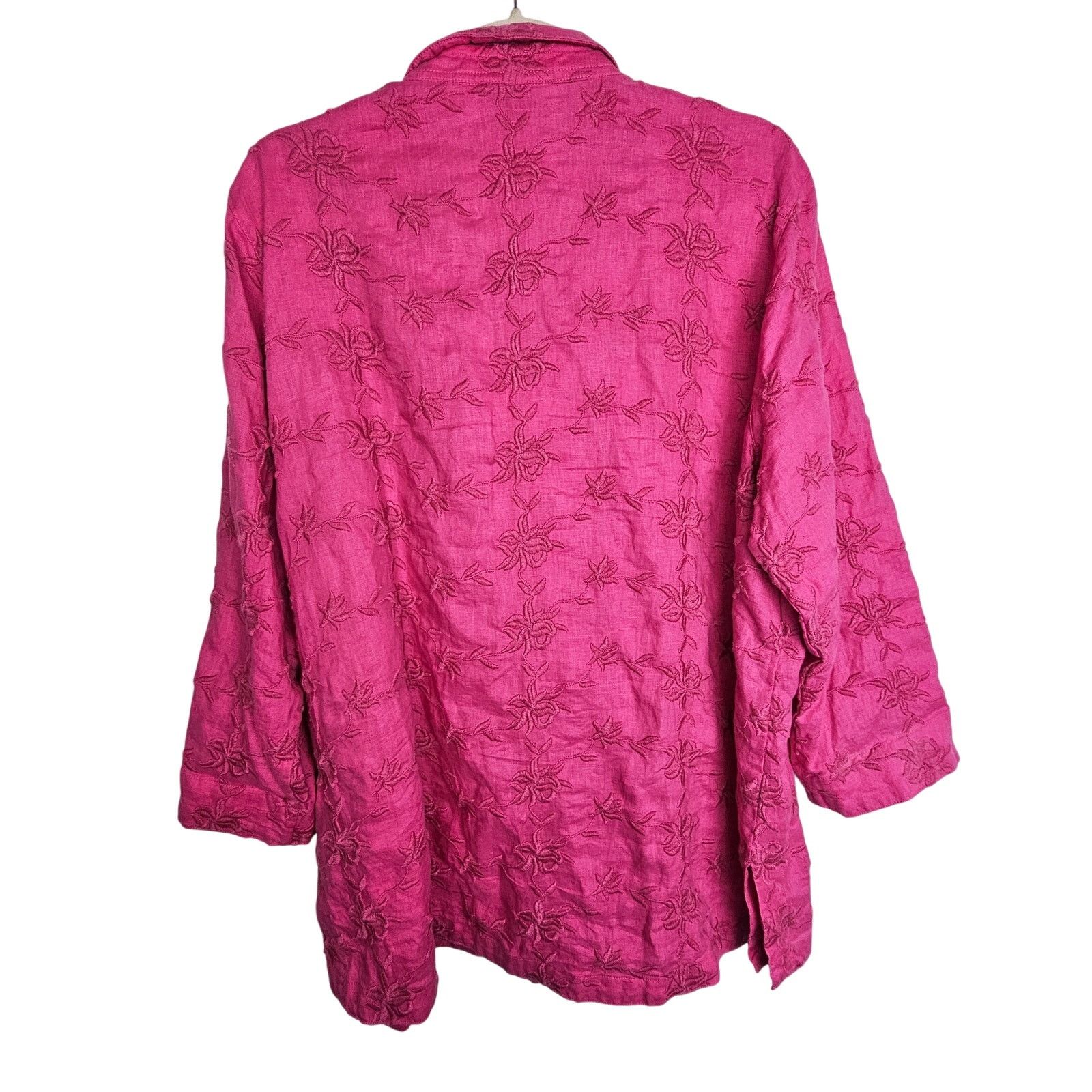 John Mayer John Mark Womens Happy Daz Floral Embroidered Linen Tunic Size XL / US 12-14 / IT 48-50 - 10 Thumbnail