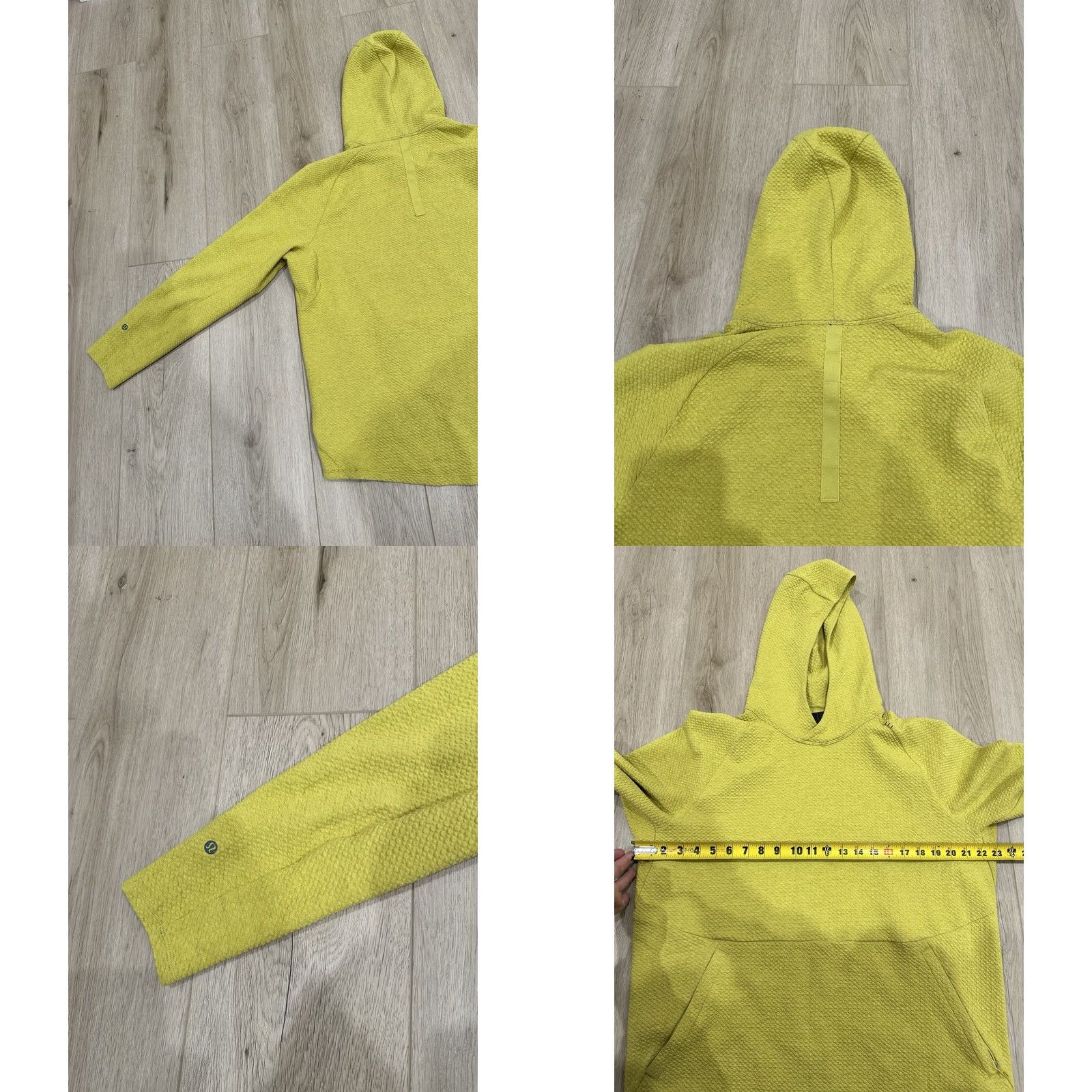 Lululemon Lululemon Hoodie Mens Large Lululemon At Ease Performance Sweatshirt Textured Hooded Pockets Lightweight Green Yellow Size US L / EU 52-54 / 3 - 8 Thumbnail