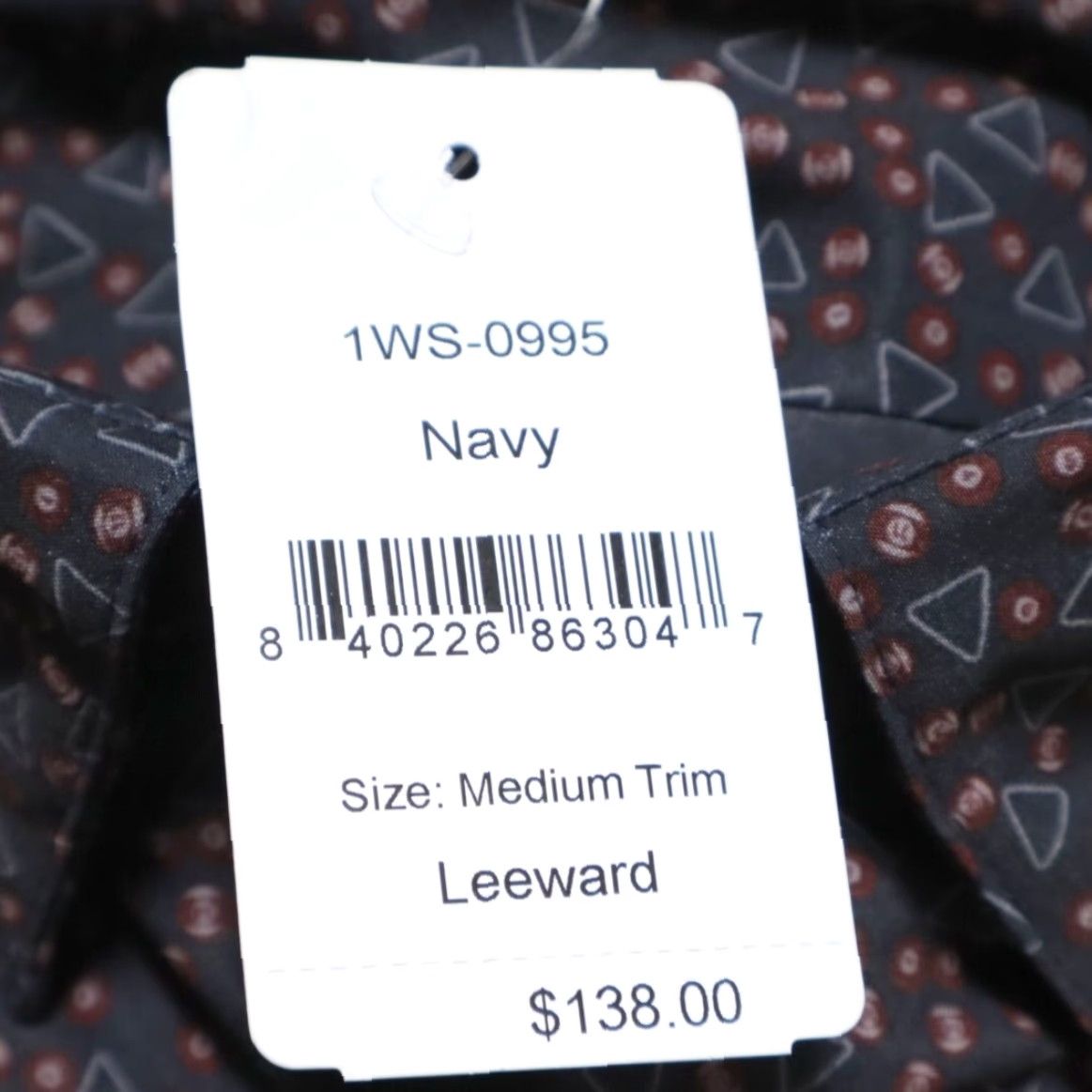 Mizzen+Main Mizzen + Main Leeward Trim Billiards High Stretch Polyester All Over Print Long Sleeve Button Up Shirt Navy Blue Men's M Size US M / EU 48-50 / 2 - 5 Thumbnail