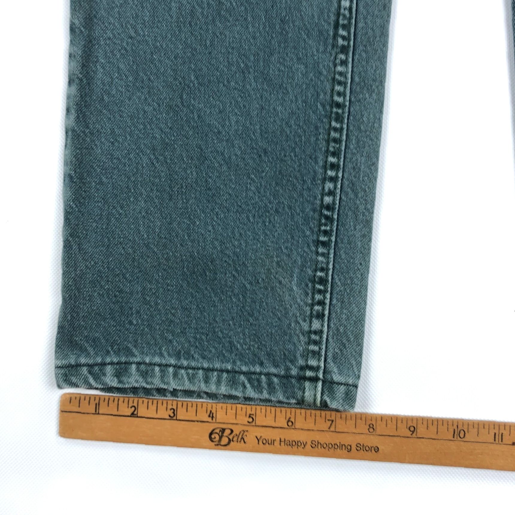 Vintage VINTAGE LL Bean Jeans Mens 35x32 Green Denim Straight 5-Pocket 90s Vintage Green Jeans Regular Mens Size US 35 - 3 Thumbnail