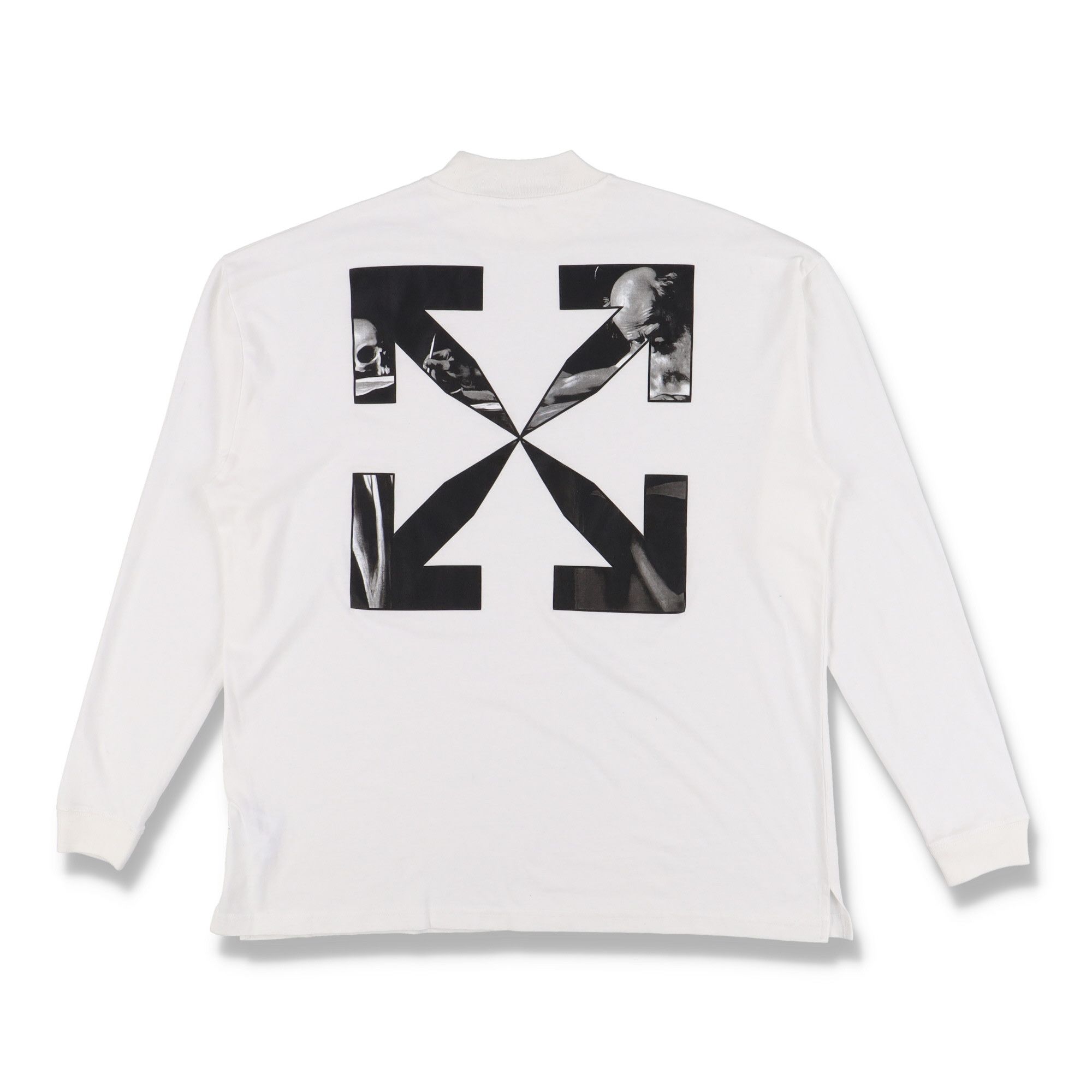 Off-White White Caravaggio Arrows Oversized Mock Neck LS T-Shirt Size US S / EU 44-46 / 1 - 1 Thumbnail